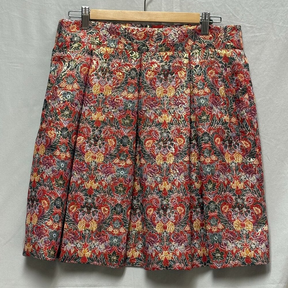 Anthropologie Maeve Rosie Brocade Metallic Skirt L